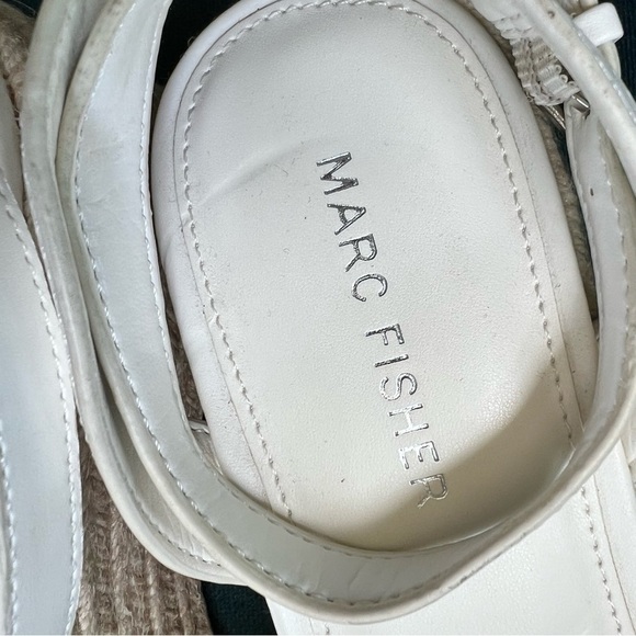 Marc Fisher Joyce Studded Platform Espadrille Sandals White Ankle Strap SIZE 8 - Picture 8 of 9